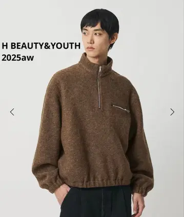 새상품 H BEAUTY&YOUTH 셰틀랜드 울 하프 지퍼 풀오버