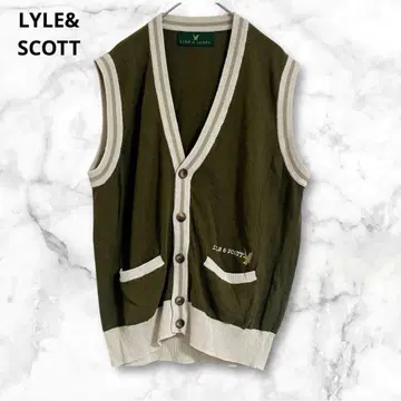 라일앤스캇 올리브 그린 슬리브리스 니트 베스트 면 혼방 L