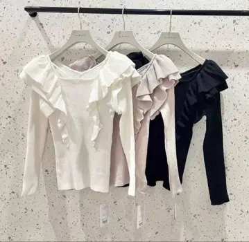 An MILLE 프릴 라인 니트 소 BK