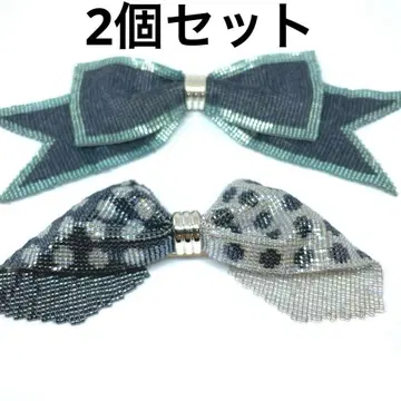 비즈 직조 리본 브로치