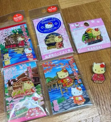 지역 한정 헬로키티 핀 배지 교토 간사이 청수사 금각사 아라시야마