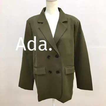 택 포함 미사용품 Ada. 더블 테일러드 자켓 모스그린