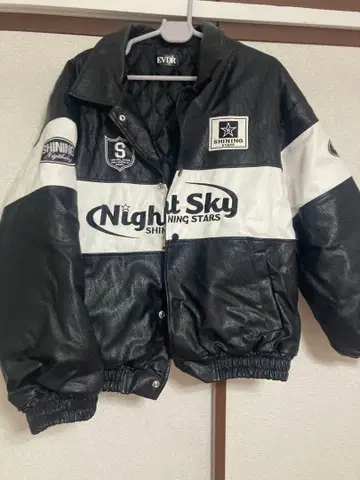 EVDR 가죽 충전솜 두꺼운 소재 바시티 자켓 블랙/화이트 M