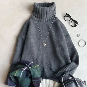 새상품급 GALERIE VIE//파인 울 터틀넥 풀오버 그레이