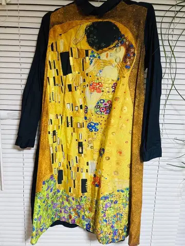 그라니프 클림트 키스 디자인 긴팔 셔츠 원피스 긴팔