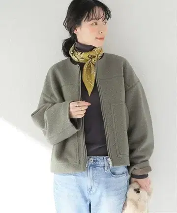 Spick and Span 파일 저지 집업 블루종