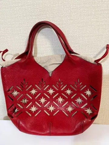 genten 키리코 컷워크 토트백 빨간색