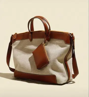 캔버스 가죽 토트백