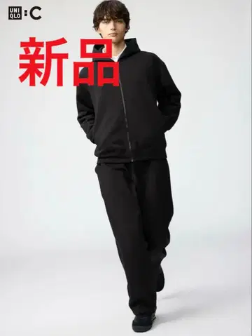 새상품 UNIQLO 맨투맨 와이드 팬츠/표준 길이 M 사이즈 블랙