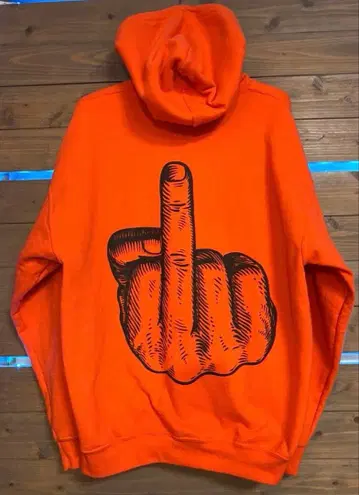 MIGOS 미고스 오렌지 양면 프린트 후드티 L