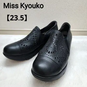 [컨디션 최상] 미스쿄코 가죽 레더컷 통굽 슬립온 23.5cm