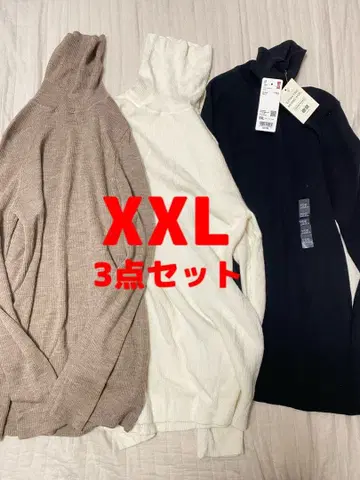 XXL 메리노 리브 터틀넥 스웨터 3세트