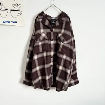 더블 클로젯 체크 무늬 오버 사이즈 셔츠 가을 컬러 빅 루즈