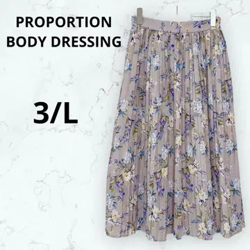 프로포션 스커트 꽃무늬 플리츠 허리밴딩 3/L 더스티 핑크