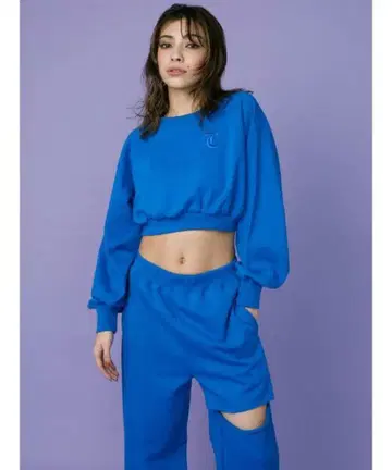 EVRIS 크롭 맨투맨 셋업