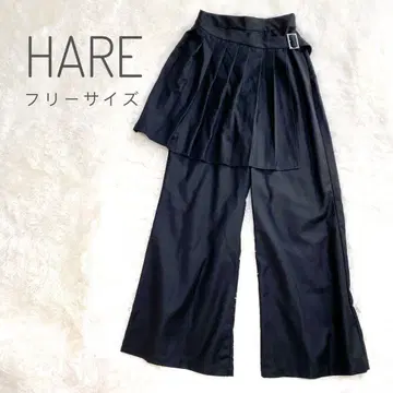 새상품급 HARE 플리츠 스커트 레이어드 와이드 팬츠 블랙