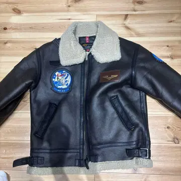 ALPHA B-3 패치 페이크 무스탕 플라이트 자켓 블랙 M
