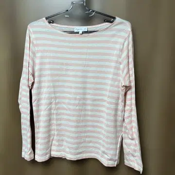 agnes b. 에네스베 보더 티셔츠 핑크 x 화이트 2 사이즈