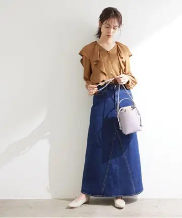 [ ROPE ] 청바지 스커트 데님 세미 플레어 맥시 스커트