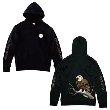 이글 프린트 블랙 후드티