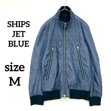 쉽스 멜톤 스텐 칼라 점퍼 M 다크 블루 경량 더블 지퍼