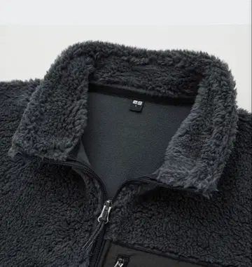 유니클로 다크 그레이 블랙 방풍 보아 자켓 플리스 자켓