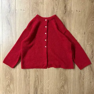 Hands of creation 알파카 부드러운 니트 가디건 빨간색