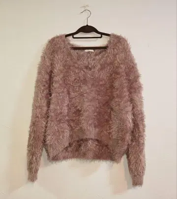 라운지 드레스 샤기 니트 핑크 베이지