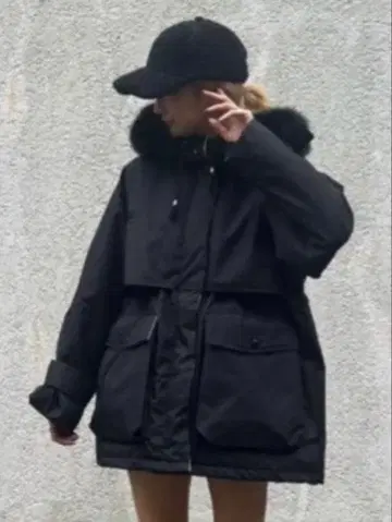 AMAIL 스노우맨 벌키 코트 다운 코트 블랙