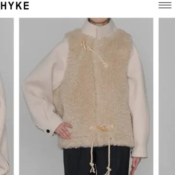 새상품 HYKE 더블 페이스 더플 재킷 크림