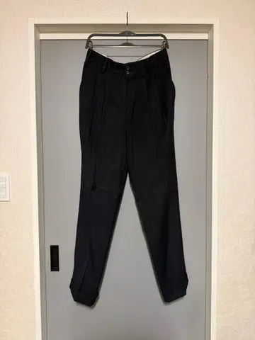 ZARA 자라 다크 네이비 플리츠 슬랙스 밑단 더블 와이드 팬츠