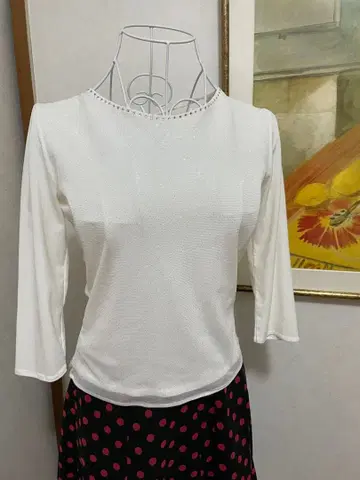 사교댄스 화이트 상의 M 사이즈 사이토 패션즈