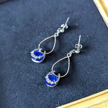 블루 크리스탈 귀걸이