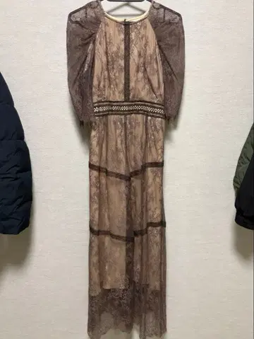 LAGUNAMOON 브라운 레이스 맥시 드레스