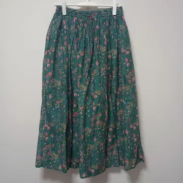 soil 꽃무늬 롱 스커트 사이즈 2 그린 x 핑크