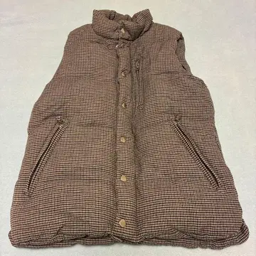 하운드투스 체크 무늬 다운 베스트 M 그레이 계열