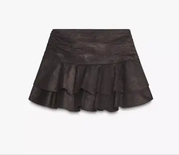 ZARA 프릴 스코트 다크 브라운 미니 스커트
