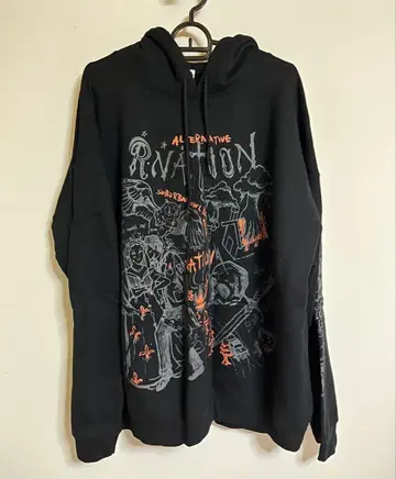 RNA 네이션 프린트 그래픽 후드티 블랙