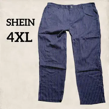 SHEIN [ 4XL ] 네이비 스트라이프 팬츠 캐주얼 팬츠