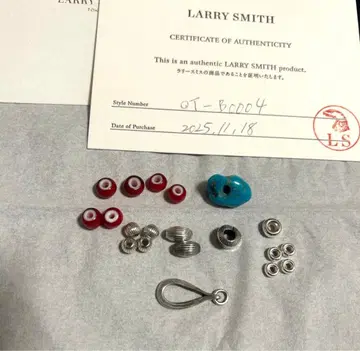 LARRY SMITH 실버 비즈 후크 터콰이즈 세트