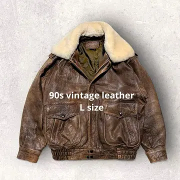 90s 무스탕 보아 플라이트 자켓 L 쇼트 기장 A-2 가죽 2way