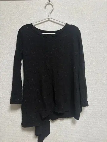 Y's 블랙 긴팔 니트 사이드 슬릿