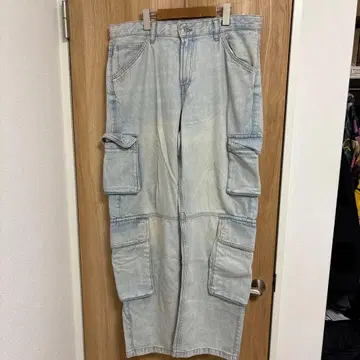 [ ZARA ] 컨디션 최상 데미지 가공 유틸리티 카고 데님 인디고 44