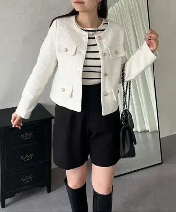 proseverse 골드 버튼 트위드 자켓 M 사이즈