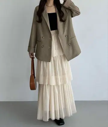 [ 미사용 새상품 ] 튤 캉캉 스커트 아이보리 MT 사이즈