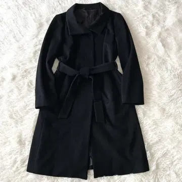 빅 사이즈 LES MUES 캐시미어 혼방 울 벨티드 롱 코트 LL