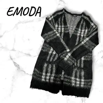 EMODA 에모다 니트 가디건 체크 사이즈 FREE 블랙 계열