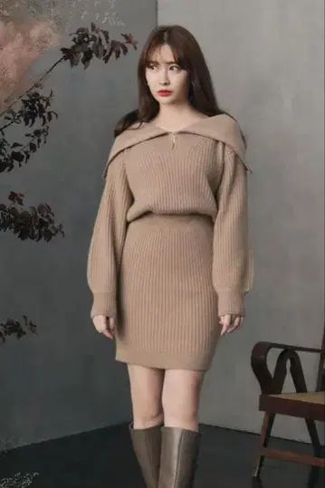 Half Zip Knit Mini Dress