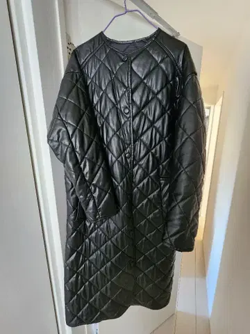 블랙 퀼팅 자켓 롱 기장