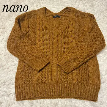 nano base 브라운 케이블 니트 V넥